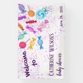 スイーツ棒つきキャンデーのお母さんが赤ちゃんシャワー 横断幕 (縦)