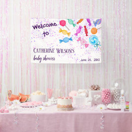 スイーツ棒つきキャンデーのお母さんが赤ちゃんシャワー 横断幕