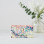 スイーツ カップケーキ ローズゴールド ドリップス ホログラフィック オパール 名刺 (スタンド正面)