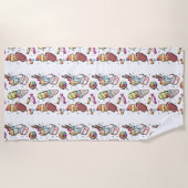 スイーツ·カートゥーン·キャンディー·スタイルの白カラフル  ビーチタオル (正面)