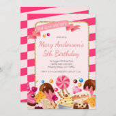 スイーツ ショップ キャンディーランド 誕生日パーティー招待状 招待状 (正面/裏面)