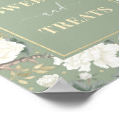 スイーツ&トリートセージグリーンシノワズリーブライダルサイン ポスター (角)