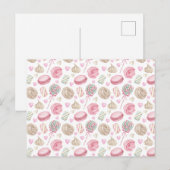 スイーツ ピンク ウォーターカラー パターン ポストカード (正面/裏面)