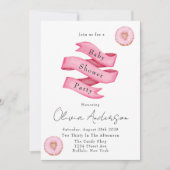 スイーツ ピンク バナー ドーナツ ベビーシャワー パーティー 招待状 (正面)