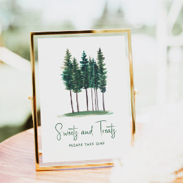 スイーツ&素朴トリートグリーンツリーベビーシャワー ポスター