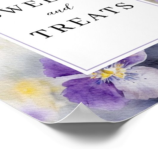 スイーツ&素朴トリート水彩バイオリエツサイン ポスター (角)