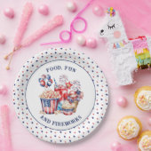 スイーツ&花火7月4日パーティー ペーパープレート (パーティー)