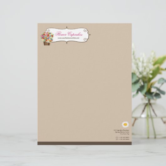 スイートお洒落カップケーキ春の花フローラチック レターヘッド (スタンド正面)