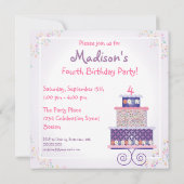 スイートお誕生日ケーキ誕生日パーティーの招待 招待状 (裏面)