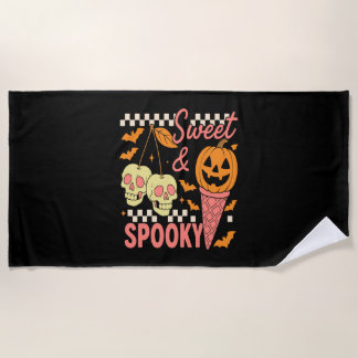 スイートでスプーキーな可愛いハロウィン ビーチタオル