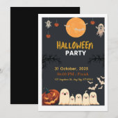 スイートでホラーなハロウィンパーティーの招待状 (正面/裏面)