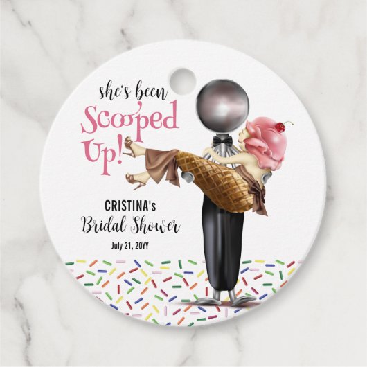 スイートなサプライズ ストロベリーアイスクリーム ブライダルシャワー フェイバータグ (正面)