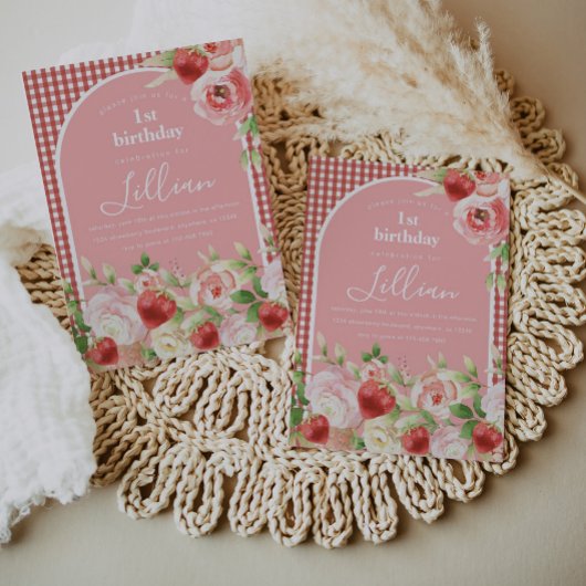 スイートなストロベリーガールの誕生日招待状 招待状