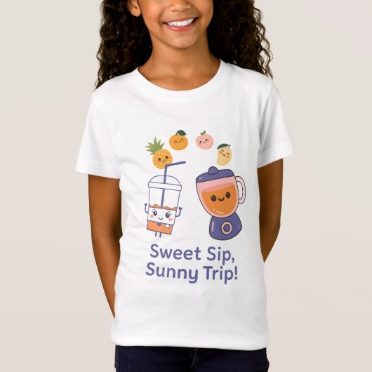 スイートな飲み物、サニーな旅 - かわいい夏のスムージー Tシャツ (正面)