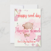 スイートな1日を私の愛 - ロマンチックなピンクのグリーティング サンキューカード (正面)
