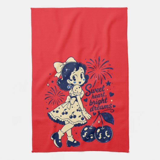 スイートな7月4日の独立記念日 キッチンタオル (縦)