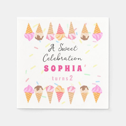 スイートアイスクリームパーティー スタンダードカクテルナプキン (正面)