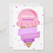 スイートアイスクリームピンクパープル誕生日 招待状 (正面)