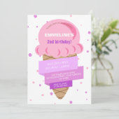 スイートアイスクリームピンクパープル誕生日 招待状 (スタンド正面)