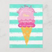 スイートアイスクリーム1st誕生日パーティーピンクミント ポストカード (正面)