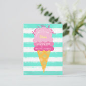 スイートアイスクリーム1st誕生日パーティーピンクミント ポストカード (スタンド正面)