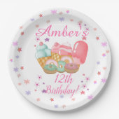 スイートアイスクリーム、ドーナツ誕生日、任意の年齢 ペーパープレート (正面)