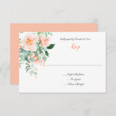 スイートアザピーチウォーターカラーピーチバラRSVP 出欠カード (正面/裏面)