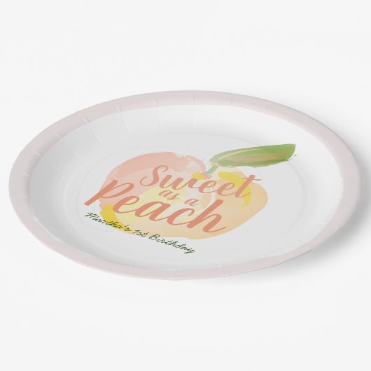 スイートアザピーチガールピンク誕生日 ペーパープレート (アングル)