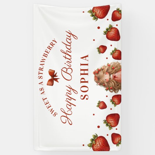 スイートアストロベリーガールハッピーバースデーパーティー 横断幕 (縦)