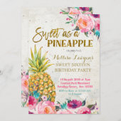 スイートアスパイナップル誕生日招待状 招待状 (正面/裏面)