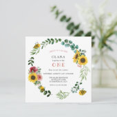 スイートアズビーズピンクヒマワリ誕生日 招待状 (スタンド正面)