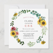 スイートアズビーズピンクヒマワリ誕生日 招待状 (正面)