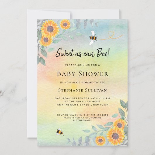 スイートアズビーベイビーシャワー招待状 招待状 (正面)