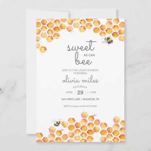 スイートアズビーベイビーシャワー招待状 招待状 (正面)