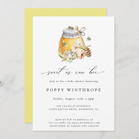 スイートアズビーベイビーシャワー招待状 招待状 (正面/裏面)