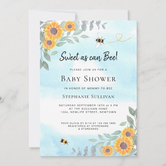 スイートアズビーベイビーシャワー招待状 招待状 (正面)