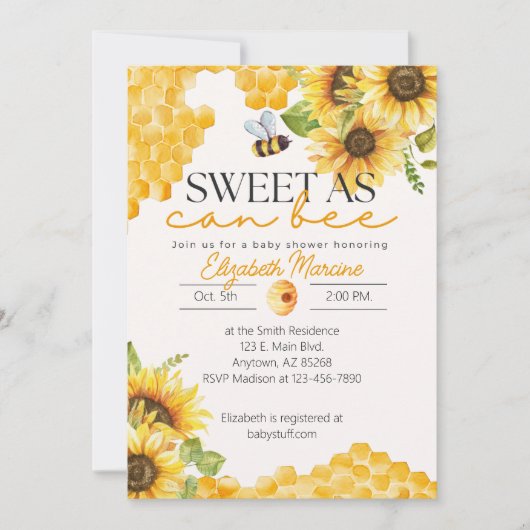 スイートアズビーベイビーシャワー招待状 招待状 (正面)