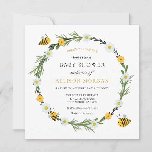 スイートアズビーベイビーシャワー招待状 招待状 (正面)