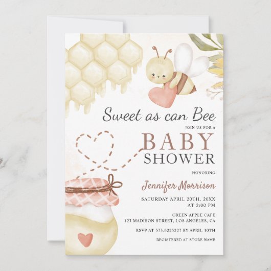 スイートアズビーベイビーシャワー招待状 招待状 (正面)