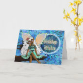 スイートアフリカンアメリカンフェアリー誕生日 カード (黄色い花)