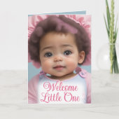 スイートアフリカンアメリカン乳児ガールウェルカムベビー カード (正面)