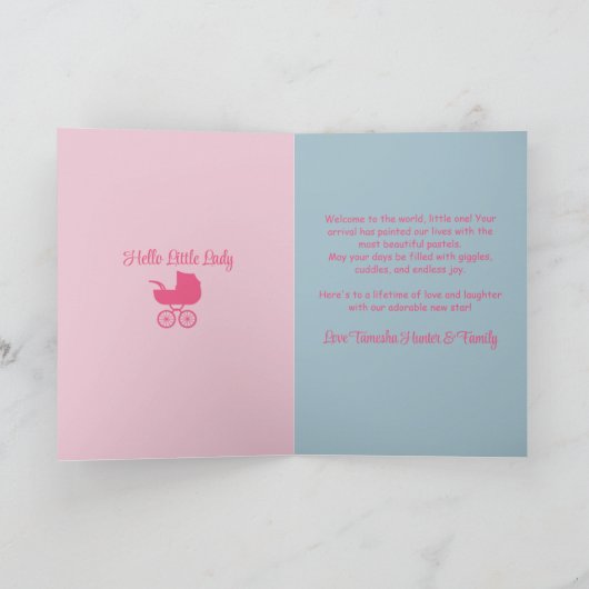 スイートアフリカンアメリカン乳児ガールウェルカムベビー カード (内部)