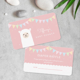 スイートアルパカラマガールベビーシャワーおむつラッフル エンクロージャーカード