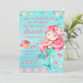 スイートアンダーザシーピンクマーメイドガールズ誕生日 招待状 (スタンド正面)