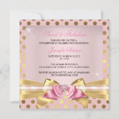 スイートアンドファブルースピンク金ゴールド水玉模様誕生日 招待状 (裏面)