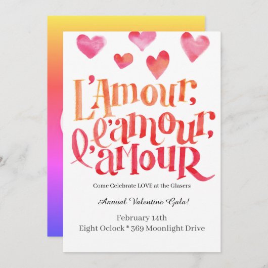 スイートアートバレンタインベビーシャワー招待状 招待状 (正面/裏面)