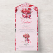 スイートアートフローラアーチベイビーシャワーおむつラッフル オールインワン招待状 (内側)