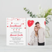 スイートアートヴァレンタイン2月の女の子の少年のベビーシャワー 招待状 (スタンド正面)