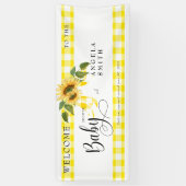 スイートイエロージンガムひまわり赤ちゃんシャワーへようこそ 横断幕 (縦)