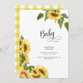 スイートイエロージンジャムヒマワリ赤ちゃんシャワーII 招待状 (正面/裏面)
